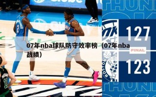 07年nba球队防守效率榜（07年nba战绩）