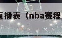 nba赛程直播表（nba赛程直播表cctvo）