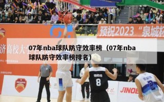 07年nba球队防守效率榜（07年nba球队防守效率榜排名）