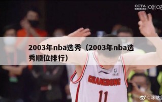 2003年nba选秀（2003年nba选秀顺位排行）